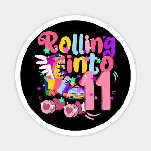 rolling into 11 - 11th birthday girl roller skates theme party Magnet
